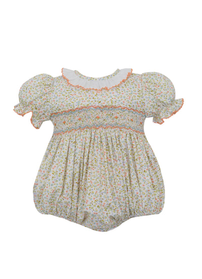 Petit Bebe Fall Floral Smocked Bubble