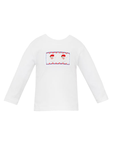 Petit Bebe Smocked Santa Face Shirt