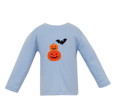 Claire & Charlie Applique Long-sleeve Shirt | Jack-o-Lantern & Bat