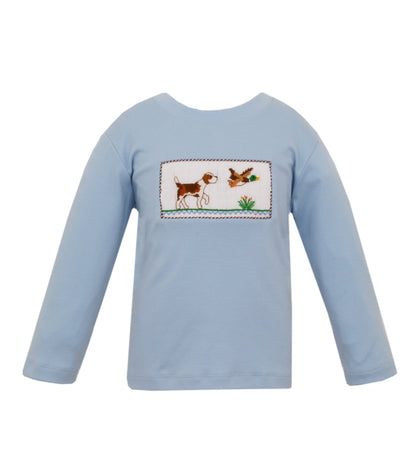 Anavini Smocked Long-sleeve Shirt | Mallard Duck & Dog