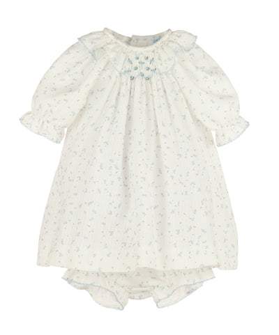 Luli & Me Smocked Bishop | Tiny Blue Floral