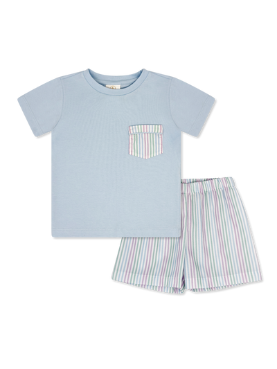 Lullaby Set Charlie Short Set | Preppy Pinstripe