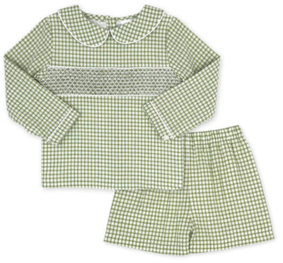 Lullaby Set Liam Short Set | Grove Park Green Windowpane