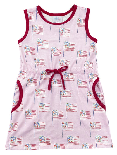 BE elizabeth Camille Dress | Pink Patriotic Flags