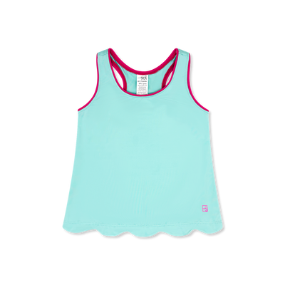 SET Athletics Anna Scallop Tank | Totally Turquoise & Power Pink