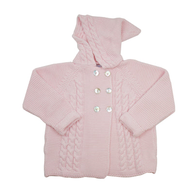 Mi Lucero Hooded Cable Sweater | Pink