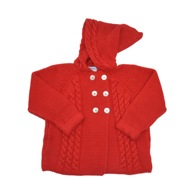 Mi Lucero Hooded Cable Sweater | Red