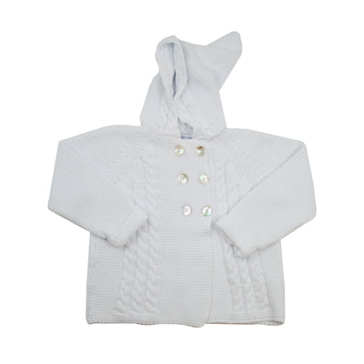 Mi Lucero Hooded Cable Sweater | White