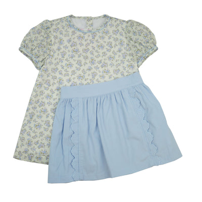 James & Lottie Kate Skirt Set | Blue Corduroy with Dotted Swiss