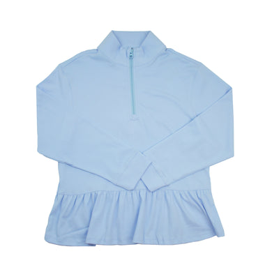 BE elizabeth Peplum Half-Zip | Light Blue Knit