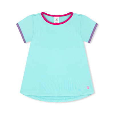 SET Athleisure Bridget Basic T | Turquoise with Pink & Purple